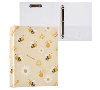 Reiacy Ring Binder, Bee Daisy Honey 3 Ring A4 Binders with Clip Hold 200 Sheets, Large D-Ring File Organizer for Home School Office Supplies