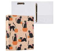 Reiacy Ring Binder, Black Cat Pumpkin Star Halloween 3 Ring A4 Binders with Clip Hold 200 Sheets, Large D-Ring File Organizer for Home School Office Supplies