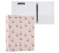 Reiacy Ring Binder, Cherry Little 3 Ring A4 Binders with Clip Hold 200 Sheets, Large D-Ring File Organizer for Home School Office Supplies