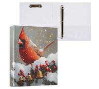Reiacy Ring Binder, Christmas Cardinal Bird 3 Ring A4 Binders with Clip Hold 200 Sheets, Large D-Ring File Organizer for Home School Office Supplies