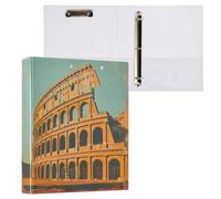 Reiacy Ring Binder, Colosseum Rome 3 Ring A4 Binders with Clip Hold 200 Sheets, Large D-Ring File Organizer for Home School Office Supplies
