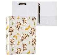 Reiacy Ring Binder, Cute Monkeys Bananas 3 Ring A4 Binders with Clip Hold 200 Sheets, Large D-Ring File Organizer for Home School Office Supplies