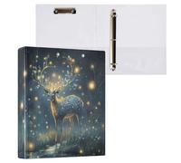 Reiacy Ring Binder, Deer Glowing Antlers 3 Ring A4 Binders with Clip Hold 200 Sheets, Large D-Ring File Organizer for Home School Office Supplies