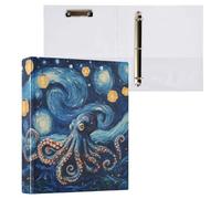 Reiacy Ring Binder, Giant Octopus 3 Ring A4 Binders with Clip Hold 200 Sheets, Large D-Ring File Organizer for Home School Office Supplies