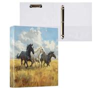 Reiacy Ring Binder, Horses Gallop Meadow 3 Ring A4 Binders with Clip Hold 200 Sheets, Large D-Ring File Organizer for Home School Office Supplies