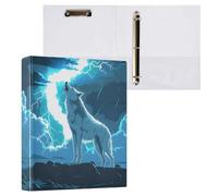 Reiacy Ring Binder, Howl Wolf Lightning 3 Ring A4 Binders with Clip Hold 200 Sheets, Large D-Ring File Organizer for Home School Office Supplies