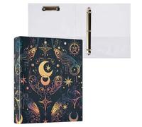 Reiacy Ring Binder, Moon Magic Turtle 3 Ring A4 Binders with Clip Hold 200 Sheets, Large D-Ring File Organizer for Home School Office Supplies
