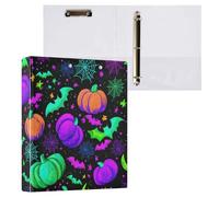Reiacy Ring Binder, Pumpkin Bat Moon Halloween 3 Ring A4 Binders with Clip Hold 200 Sheets, Large D-Ring File Organizer for Home School Office Supplies