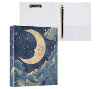 Reiacy Ring Binder, Sea Sun Moon 3 Ring A4 Binders with Clip Hold 200 Sheets, Large D-Ring File Organizer for Home School Office Supplies