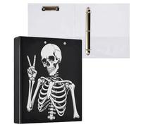 Reiacy Ring Binder, Skeleton Man Funny 3 Ring A4 Binders with Clip Hold 200 Sheets, Large D-Ring File Organizer for Home School Office Supplies