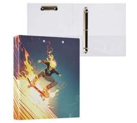 Reiacy Ring Binder, Skull Ghost Rider 3 Ring A4 Binders with Clip Hold 200 Sheets, Large D-Ring File Organizer for Home School Office Supplies
