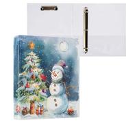 Reiacy Ring Binder, Snowman Decorate Tree 3 Ring A4 Binders with Clip Hold 200 Sheets, Large D-Ring File Organizer for Home School Office Supplies