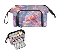 Reiacy Romantik Jellyfish Large Pencil Case, Big Capacity Pencils Pouch with Handle, Pen Bag for Girls Boys Women, Ideal for Travel School Office Gift