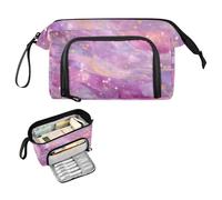 Reiacy Romantik Purple Marble Large Pencil Case, Big Capacity Pencils Pouch with Handle, Pen Bag for Girls Boys Women, Ideal for Travel School Office Gift