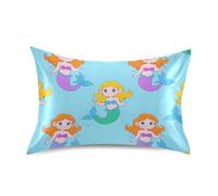 Reiacy Satin Pillowcase for Hair and Skin - Mermaids Romantic Silky Pillowcases, Soft Pillow Case with Envelope Closure, Cooling Pillow Covers for Small 20x26 inches, 1 Pack (50x66 cm)