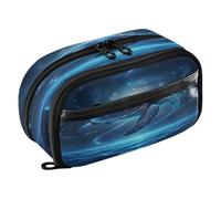 Reiacy Sea Turtle Starry Sky Pencil Case, Waterproof Zipper Pen Bag Pouch Organizer with PE Divider Large Capacity Stationery Storage for School Office