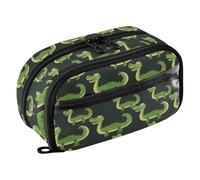 Reiacy Seamless Crocodiles Pencil Case, Waterproof Zipper Pen Bag Pouch Organizer with PE Divider Large Capacity Stationery Storage for School Office