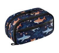Reiacy Shakes Starry Sky Pencil Case, Waterproof Zipper Pen Bag Pouch Organizer with PE Divider Large Capacity Stationery Storage for School Office
