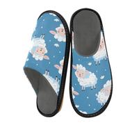 Reiacy Sheep Pattern for Wrapping Paper and Flower House Slippers for Women Men, Non Slip Indoor Outdoor Slippers Warm Slippers House Shoes