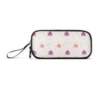 Reiacy Simple Purple Leaves Cartoon Pattern Pencil Case Big Capacity Pencil Pouch with Zipper Compartments Stationery Pencil Bag for Kids Teen School