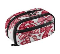 Reiacy Six Seven Bows Pencil Case, Waterproof Zipper Pen Bag Pouch Organizer with PE Divider Large Capacity Stationery Storage for School Office