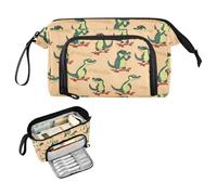 Reiacy Skateboard Crocodiles Large Pencil Case, Big Capacity Pencils Pouch with Handle, Pen Bag for Girls Boys Women Men, Ideal for Travel School Office Gift