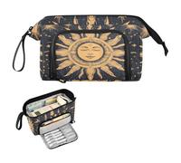 Reiacy Sun Face Astrology Large Pencil Case, Big Capacity Pencils Pouch with Handle, Pen Bag for Girls Boys Women, Ideal for Travel School Office Gift