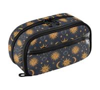 Reiacy Sun Moon and Stars Pencil Case, Waterproof Zipper Pen Bag Pouch Organizer with PE Divider Large Capacity Stationery Storage for School Office