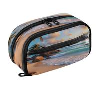 Reiacy Sunset Seaside Beach Pencil Case, Waterproof Zipper Pen Bag Pouch Organizer with PE Divider Large Capacity Stationery Storage for School Office