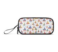 Reiacy Tiny Boats Prints Pencil Case Big Capacity Pencil Pouch with Zipper Compartments Stationery Pencil Bag for Kids Teen School