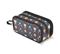 Reiacy Trophy and Star Pencil Case for Boys Girls, Large Capacity Pen Bag 3 Compartment Pencil Pouch Stationery Organizer Marker Case for School Office Work