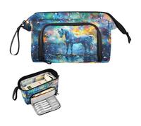 Reiacy Unicorn Romantik Large Pencil Case, Big Capacity Pencils Pouch with Handle, Pen Bag for Girls Boys Women, Ideal for Travel School Office Gift
