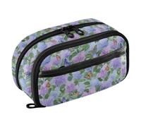 Reiacy Watercolor Lilac Bush Butterfly Pattern Pencil Case, Waterproof Zipper Pen Bag Pouch Organizer with PE Divider Large Capacity Stationery Storage for School Office