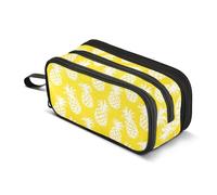Reiacy White Pineapples Pencil Case Big Capacity Pencil Pouch with Zipper Compartments Stationery Pencil Bag for Kids Teen School