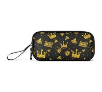 Reiacy Yellow Crown Dollars Pencil Case Big Capacity Pencil Pouch with Zipper Compartments Stationery Pencil Bag for Kids Teen School