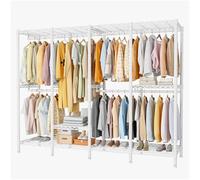 REIBII 500kg Heavy-Duty Clothes Rail with Adjustable Shelves and Hanging Rails, 195Hx93Wx45Dcm Space-Saving Open Wardrobe, Two-Modes Wider Clothes Rail Suitable for Bedroom, Dormitory, Corner, Closet