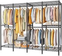 REIBII 500kg Heavy-Duty Clothes Rail with Adjustable Shelves and Hanging Rails, 195Hx93Wx45Dcm Space-Saving Open Wardrobe, Two-Modes Wider Clothes Rail Suitable for Bedroom, Dormitory, Corner, Closet