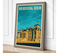 Reichstag Berlin Art Deco Canvas Wall Art Print 18x12 Inch