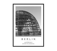 Reichstag Building Travel Print Berlin Wall art Black and white Poster A4 Print only 21 X 29.7cm (8.3x11.7inch)