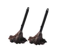 Reicyfang 2PCS Retractable Feather Duster, Retractable Ostrich Feather Duster for Cleaning, Fluffy and Natural Feather Duster with Retractable Handle, Ideal for Car, Office, Desk Cleaning Supplies