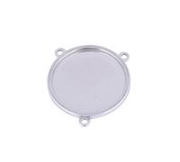 Reidgaller 10pcs Fit 16mm 20mm Cabochon Base Setting Stainless Steel Pendant Tray With Three Loops Diy Necklace Bezel Blanks, 25 mm, Stainless Steel, No Gemstone