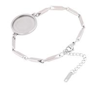 Reidgaller 5pcs Stainless Steel Fit 20mm Cabochon Bracelet Setting Blanks DIY Chain Bracelets Bezel for Jewelry Making Supplies