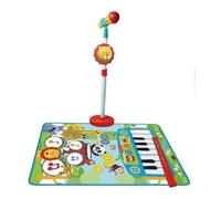 Reig Fisher Price 3 In 1 Playmat Drum, Piano with Microphone Stand and Drumsticks
