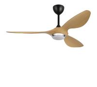 reiga 132cm Ceiling Fan with Lamps and Remote, Original Wood Colour ABS Blades, Dimmable LED light, Work with Alexa/Smart Life APP