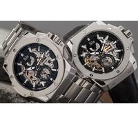 Reign Commodus Men's Automatic Black Genuine Leather Rose Gold Watch REIRN4005