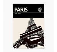 Reign&Hail Paris - Graphic Travel Poster - A1 - Black - No Frame