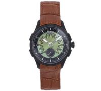 Reign Solstice Automatic Leather-Band Skeleton Watch - Brown/Green