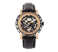 Reign Stavros Men's Automatic Black Genuine Leather Rose Gold Watch REIRN3706
