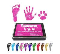 ReignDrop Ink Pad For Baby Footprint & Handprint - Creates Impressive Long Lasting Keepsake Stamp for Infant & Kids. Smudge Proof, Easy to Wipe Off Skin, Safe & Gentle Acid Free(Pink)