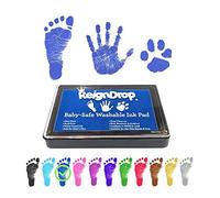 ReignDrop Ink Pad For Baby Footprint & Handprint - Creates Impressive Long Lasting Keepsake Stamp for Infant & Kids. Smudge Proof, Easy to Wipe Off Skin, Safe & Gentle Acid Free(Dark Blue)